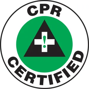 Accuform LHTL115 Hard Hat Stickers: CPR Certified