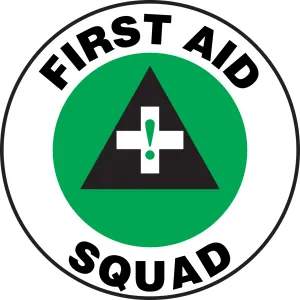 Accuform LHTL123 Hard Hat Stickers: First Aid Squad