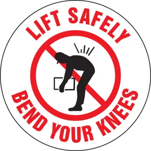 Accuform LHTL132 Hard Hat Stickers: Lift Safely, Bend Your Knees