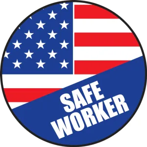 Accuform LHTL154 Hard Hat Stickers: Safe American Worker