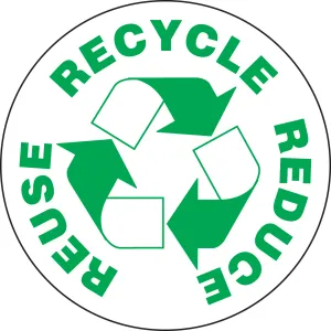 Accuform LHTL166 Hard Hat Stickers: Recycle, Reduce, Reuse