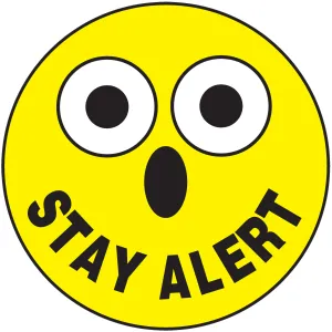 Accuform LHTL183 Hard Hat Stickers: Stay Alert