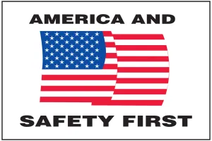 Accuform LHTL203 Hard Hat Stickers: America and Safety First