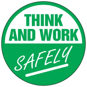 Accuform LHTL306 Hard Hat Stickers: Think and Work Safely