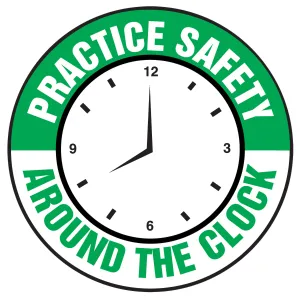 Accuform LHTL308 Hard Hat Stickers: Practice Safety Around The Clock