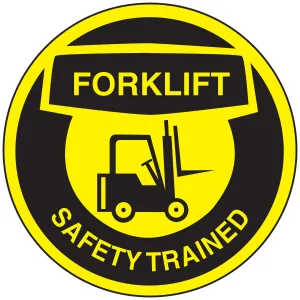 Accuform LHTL336 Hard Hat Stickers: Forklift Safety Trained