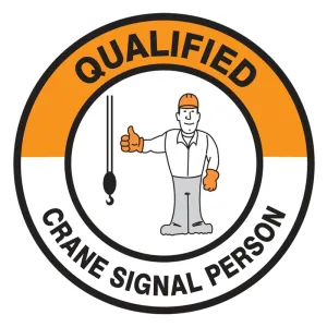 Accuform LHTL339 Hard Hat Stickers: Qualified Crane Signal Person