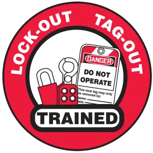 Accuform LHTL344 Hard Hat Stickers: LOTO Trained