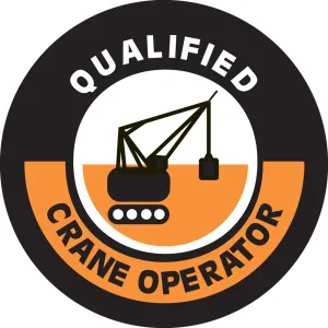 Accuform LHTL352 Hard Hat Stickers: Qualified Crane Operator