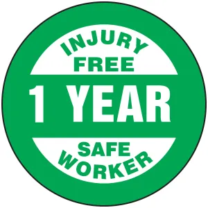 Accuform LHTL361 Hard Hat Stickers: Injury Free Safe Worker