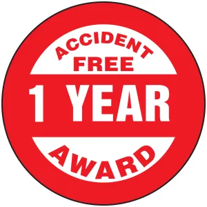Accuform LHTL370 Hard Hat Stickers: Accident Free Award