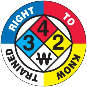 Accuform LHTL392 Hard Hat Stickers: Right To Know Trained