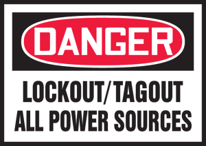 Accuform LLKT104VSP OSHA Danger Lockout/Tagout Label: Lockout/Tagout All Power Sources