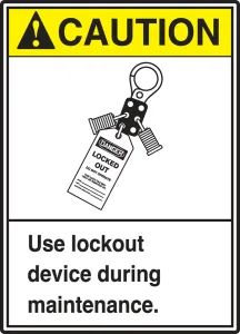 Accuform LLKT606XVE ANSI ISO Caution Safety Label: Use Lockout Device During Maintenance