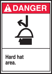 Accuform LPPE141VSP ANSI Danger Safety Label: Hard Hat Area