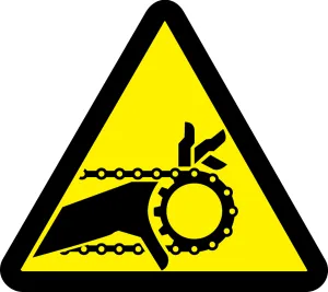 Accuform LSGW1444 ISO Warning Safety Label: Chain Drive Entanglement Hazard - 2003/2011