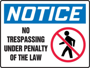 Accuform MATR862VP 10" x 14" OSHA Notice Safety Sign: No Trespassing Under Penalty Of The Law, Plastic