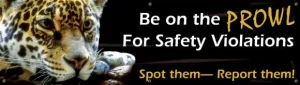 Accuform MBR804 28" x 8-ft Safety Banners: Be On The Prowl For Safety Violations, Adhesive Vinyl