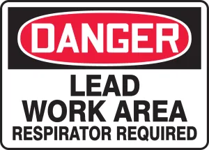 Accuform MCAW121VP OSHA Danger Safety Sign: Lead Work Area - Respirator Required