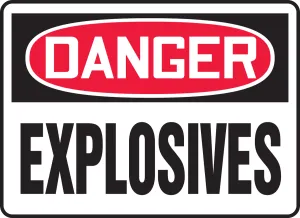 Accuform MCHG048VP OSHA Danger Safety Sign: Explosives