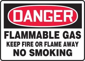 Accuform MCHG062XP OSHA Danger Safety Sign: Flammable Gas - Keep Fire or Flame Away - No Smoking