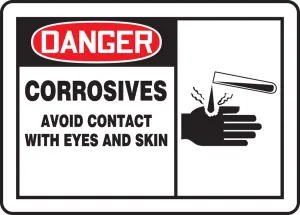 Accuform MCHL001VP OSHA Danger Safety Sign: Corrosives - Avoid Contact With Eyes and Skin