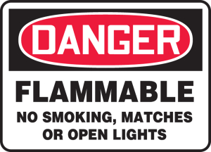 Accuform MCHL147VA OSHA Danger Safety Sign: Flammable - No Smoking, Matches Or Open Lights