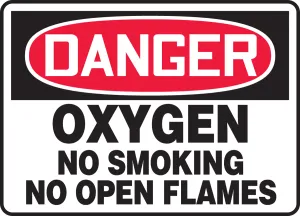 Accuform MCHL162VP OSHA Danger Safety Sign: Oxygen No Smoking No Open Flames