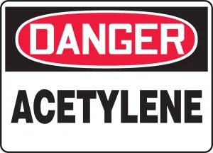 Accuform MCHL196VP OSHA Danger Safety Sign: Acetylene
