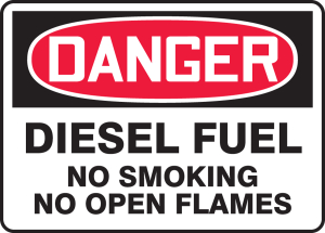 Accuform MCHL270VP OSHA Danger Safety Sign: Diesel Fuel - No Smoking - No Open Flames