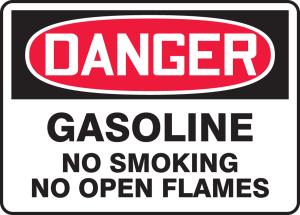 Accuform MCHL274VP OSHA Danger Safety Sign: Gasoline - No Smoking - No Open Flames