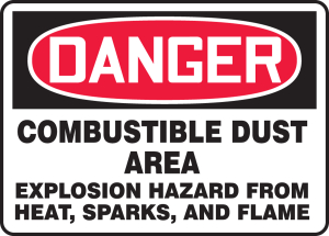Accuform MCHL283VA OSHA Danger Safety Sign: Combustible Dust Area - Explosion Hazard From Heat, Sparks, and Flame