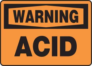 Accuform MCHL301VP OSHA Warning Safety Sign: Acid