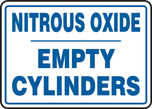 Accuform MCPG556VA Cylinder Sign: Nitrous Oxide - Empty Cylinders