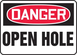 Accuform MCRT009XP OSHA Danger Safety Sign: Open Hole
