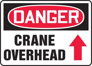 Accuform MCRT145VP OSHA Danger Safety Sign: Crane Overhead