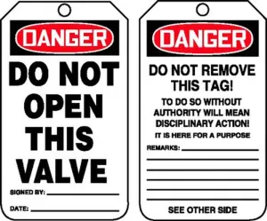 Accuform MDT111CTP OSHA Danger Safety Tag: Do Not Open This Valve