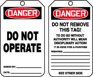 Accuform MDT112PTP OSHA Danger Safety Tag: Do Not Operate