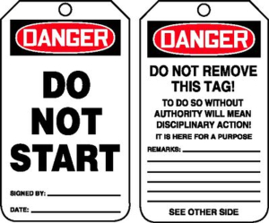 Accuform MDT114PTP OSHA Danger Safety Tag: Do Not Start
