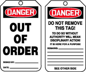 Accuform MDT167PTP OSHA Danger Safety Tag: Out of Order