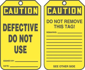 Accuform MDT614PTP OSHA Caution Safety Tag: Defective - Do Not Use