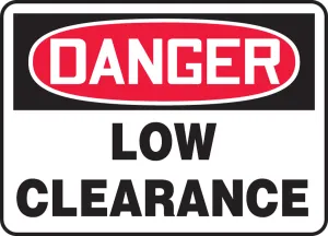 Accuform MECR004XT OSHA Danger Safety Sign: Low Clearance