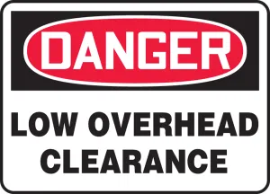 Accuform MECR005VP OSHA Danger Safety Sign: Low Overhead Clearance