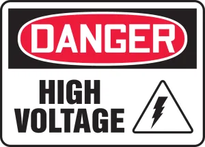 Accuform MELC029XV OSHA Danger Safety Sign: High Voltage With Graphic