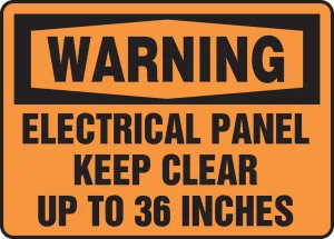 Accuform MELC309VS OSHA Warning Safety Sign: Electrical Panel - Keep Clear Up To 36 Inches