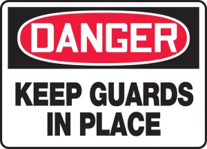 Accuform MEQM158VP OSHA Danger Safety Sign: Keep Guards In Place