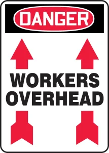 Accuform MEQM204VA OSHA Danger Safety Sign: Workers Overhead