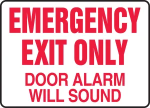 Accuform MEXT591XP Safety Sign: Emergency Exit Only- Door Alarm Will Sound