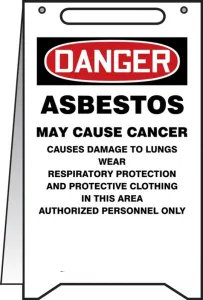 Accuform MF113 OSHA Danger Fold-Ups Floor Sign: Danger Asbestos May Cause Cancer Causes Damage To Lungs Wear Respiratory Protection And Protective Clothing In ...