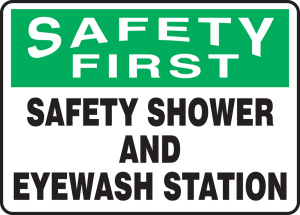 Accuform MFSD910VP OSHA Safety First Safety Sign: Safety Shower and Eyewash Station